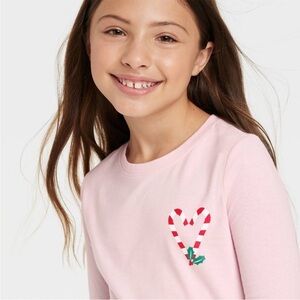 Candy Cane Heart Long Sleeve Tee Cat & Jack Target Christmas Xmas NWT